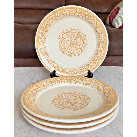 4 Vintage FRANCISCAN Gingersnap 8 3/4" Salad Plates Earthenware 1970s USA - Picture 1 of 6